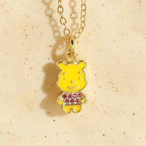 3/$35 14K Gold Plated Bear Pendant Charm Necklace Cubic Zirconia Girl Gifts